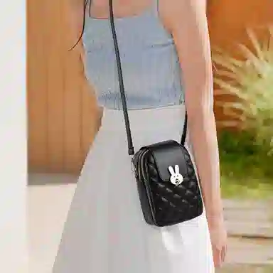 三只小鸭 手机包包菱格小众高级感包斜挎包女包 涤纶 单肩包 常规 女款