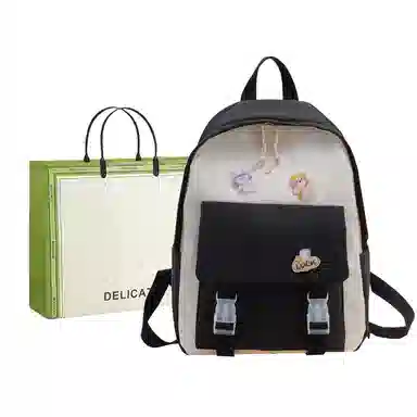 芭菲尼 日系小清新高颜值女生 尼龙 双肩包 儿童款 粉红色/黑色/绿色/蓝色