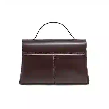 红蜻蜓 简约通勤百搭软皮美拉德风 牛皮拼合成革 单肩斜挎手提包 女款 摩卡棕/咖啡色