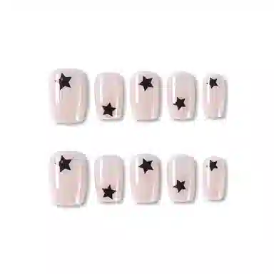 轻迎 夏季简约星星  穿戴甲 短款粉色纯色 猫眼