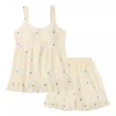 好福份 带胸垫简约可爱温柔满印睡衣套装 女款