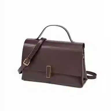 红蜻蜓 简约通勤百搭软皮美拉德风 牛皮拼合成革 单肩斜挎手提包 女款 摩卡棕/咖啡色