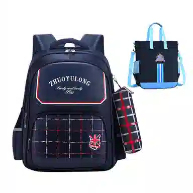 芭菲尼 开学季高颜值多隔层书包年级英伦风护脊减压双肩背包耐磨包包 牛津布 双肩包 儿童款 蓝色/粉色