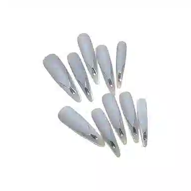 计轩 银月审判者  穿戴甲 长款银色晕染 磨砂