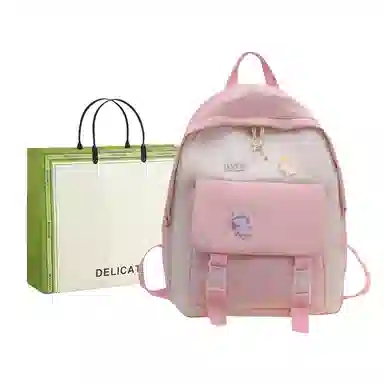 芭菲尼 日系小清新高颜值女生 尼龙 双肩包 儿童款 粉红色/黑色/绿色/蓝色