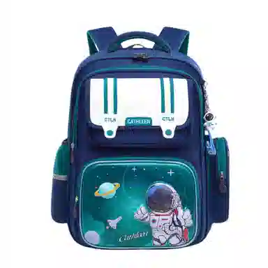 芭菲尼 校园英伦风宇航员小书包一二三到六年级护脊减负初中生大容量 牛津布 学生包 常规 儿童款 宝蓝色/红拼宝蓝/绿拼宝蓝