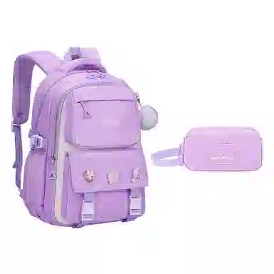 芭菲尼 高颜值减压减负初高中小学生防泼水护脊休闲大容量多隔层旅行学院百搭三件套组合 牛津布 书包背包双肩包 常规 儿童款 多色