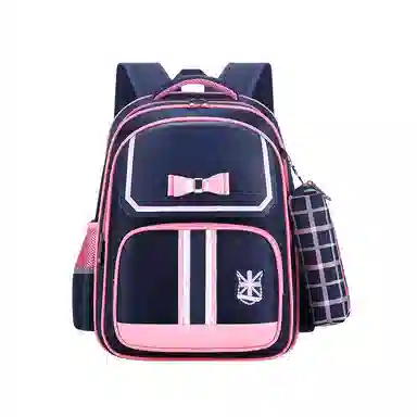 芭菲尼 开学季高颜值多隔层书包年级英伦风护脊减压双肩背包耐磨包包 牛津布 双肩包 儿童款 蓝色/粉色