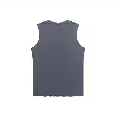 乱步 欧美高街美式纯棉宽松中长款纯色破洞下摆打底衫无袖背心 男女同款