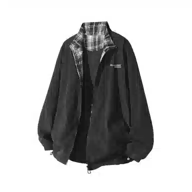 红蜻蜓 美式复古高街设计感翻领格纹拼色经典高级舒适宽松休闲百搭日常通勤潮流时尚简约直筒防晒服 男女同款