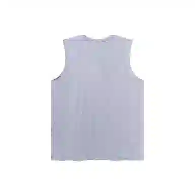 乱步 欧美高街美式纯棉宽松中长款纯色破洞下摆打底衫无袖背心 男女同款