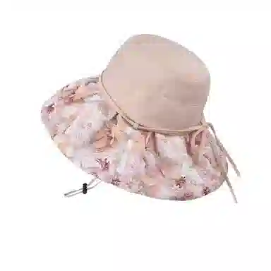 艾佳微 春夏时尚大帽檐户外旅游拍照出片时尚蝴蝶结优雅 聚酯纤维 防晒帽 女款