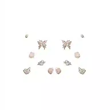 希遇 冰蓝蝴蝶 百搭简约小众设计气质轻奢高 级感时尚通勤精致饰品 甜蜜饰爱好运 合金 耳钉 女款