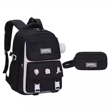 芭菲尼 高颜值减压减负初高中小学生防泼水护脊休闲大容量多隔层旅行学院百搭三件套组合 牛津布 书包背包双肩包 常规 儿童款 多色