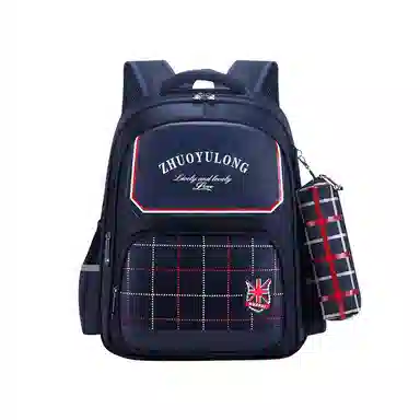 芭菲尼 开学季高颜值多隔层书包年级英伦风护脊减压双肩背包耐磨包包 牛津布 双肩包 儿童款 蓝色/粉色