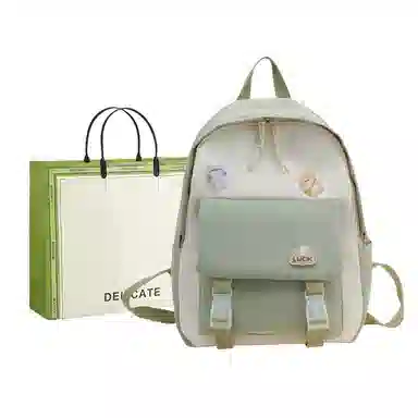 芭菲尼 日系小清新高颜值女生 尼龙 双肩包 儿童款 粉红色/黑色/绿色/蓝色