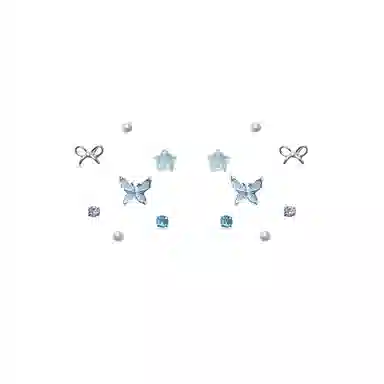 希遇 冰蓝蝴蝶 百搭简约小众设计气质轻奢高 级感时尚通勤精致饰品 甜蜜饰爱好运 合金 耳钉 女款