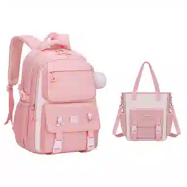 芭菲尼 高颜值减压减负初高中小学生防泼水护脊休闲大容量多隔层旅行学院百搭三件套组合 牛津布 书包背包双肩包 常规 儿童款 多色