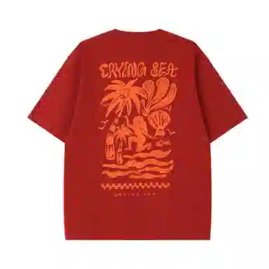 Crying Center Vintage Beach Illustration Tee