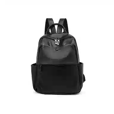 老人头 时尚潮流通勤大学生上课休闲百搭旅行背包 牛皮 双肩包 常规 女款 黑色/白色/粉色