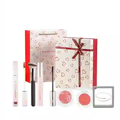 云诗茗 心心相恋礼盒彩妆套装 自然玻璃唇持久 日常通勤定妆不掉色不脱妆