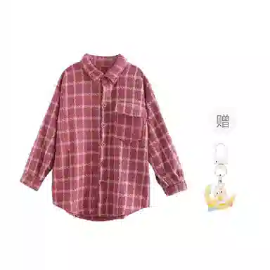 柏黛妃 格子宽松休闲外套长袖上衣衬衫 女款