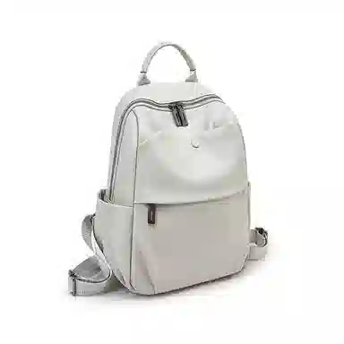 老人头 时尚潮流通勤大学生上课休闲百搭旅行背包 牛皮 双肩包 常规 女款 黑色/白色/粉色