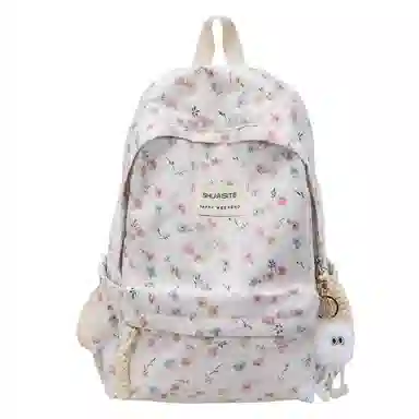 泰格奴 字母印花轻便简约国风大容量运动耐磨背包初中生高中生大学生上课百搭书包 涤纶 双肩包 女款 白色/浅灰色/黑色