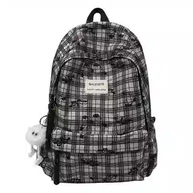 泰格奴 字母印花轻便简约国风大容量运动耐磨背包初中生高中生大学生上课百搭书包 涤纶 双肩包 女款 白色/浅灰色/黑色