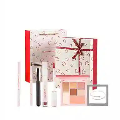 云诗茗 心心相恋礼盒彩妆套装 自然玻璃唇持久 日常通勤定妆不掉色不脱妆