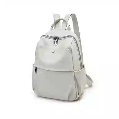 老人头 时尚潮流通勤大学生上课休闲百搭旅行背包 牛皮 双肩包 常规 女款 黑色/白色/粉色