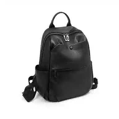 老人头 时尚潮流通勤大学生上课休闲百搭旅行背包 牛皮 双肩包 常规 女款 黑色/白色/粉色