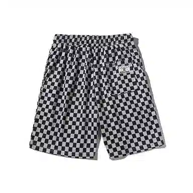 乱步 美式棋盘格夏季潮流薄款潮牌运动高街宽松嘻哈五分休闲短裤 男女同款