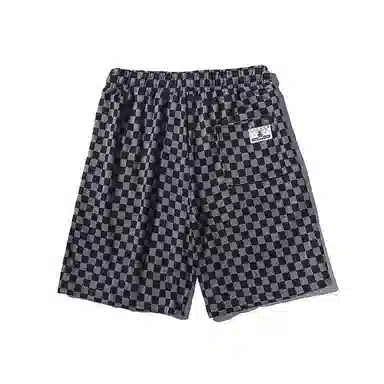 乱步 美式棋盘格夏季潮流薄款潮牌运动高街宽松嘻哈五分休闲短裤 男女同款
