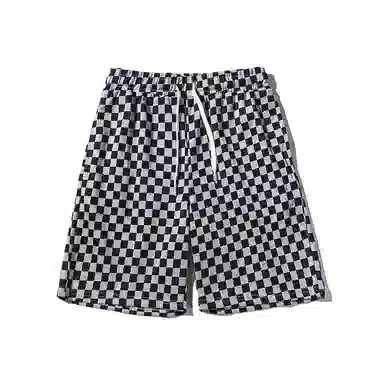 乱步 美式棋盘格夏季潮流薄款潮牌运动高街宽松嘻哈五分休闲短裤 男女同款