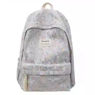 泰格奴 字母印花轻便简约国风大容量运动耐磨背包初中生高中生大学生上课百搭书包 涤纶 双肩包 女款 白色/浅灰色/黑色