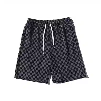 乱步 美式棋盘格夏季潮流薄款潮牌运动高街宽松嘻哈五分休闲短裤 男女同款