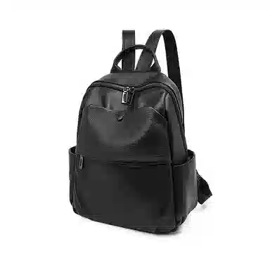 老人头 时尚潮流通勤大学生上课休闲百搭旅行背包 牛皮 双肩包 常规 女款 黑色/白色/粉色