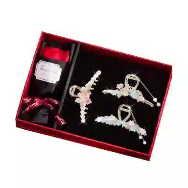 缔晶 森系日韩甜美风花朵鲨鱼夹套装 小清新通勤时尚日常搭配发饰 合金 发夹 女款