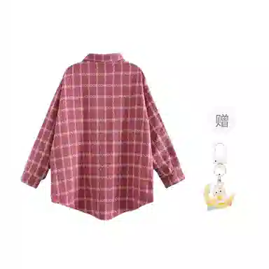 柏黛妃 格子宽松休闲外套长袖上衣衬衫 女款