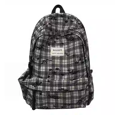 泰格奴 字母印花轻便简约国风大容量运动耐磨背包初中生高中生大学生上课百搭书包 涤纶 双肩包 女款 白色/浅灰色/黑色