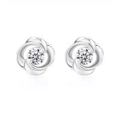 中国黄金 珍·尚银 莫比乌斯耳钉 小众百搭简约轻奢设计 通勤不撞款浪漫闪耀 时尚气质纯银养耳洞 足银 耳钉女生 女款