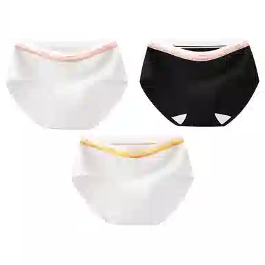 二三二三 轻薄透气亲肤柔软舒适不卡档不夹臀三角裤防勒不卷边高弹中腰短裤撞色字母时尚运动少女百搭潮流内裤 女款 组合装