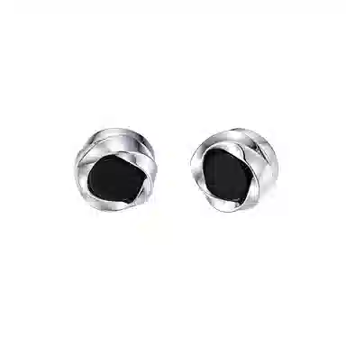 丹琴 莫比乌斯耳饰黑玫瑰男潮个性嘻哈冷淡风耳饰时尚扭转线条几何 合金 耳钉 男女同款情侣款