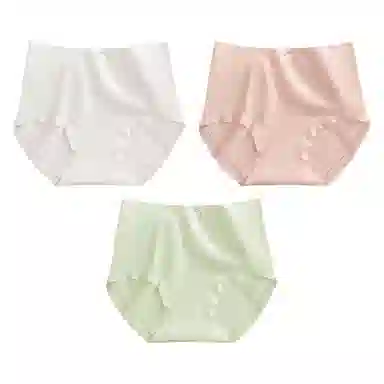 二三二三 纯棉抑菌高腰收腹不卡档不夹臀不卷边亲肤舒适透气不闷三角裤隐形无痕亲肤纯色爱心甜酷可爱少女内裤 女款 组合装