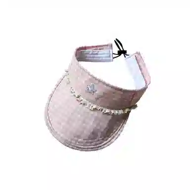 杨同学 蓝色格纹空顶帽夏季 棉 防晒帽 女款