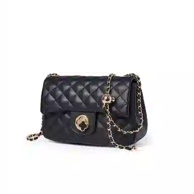 老人头 包包女小香风优雅简约时尚百搭高颜值精致实用高级质感菱格 牛皮 单肩链条小包手拎腋下斜挎包 常规 女款 白色/黑色