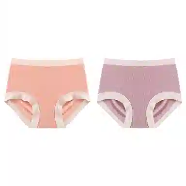 二三二三 透气吸汗防夹臀不卡档亲肤柔软抑菌舒适中腰高弹三角裤撞色甜美纯欲少女内裤 女款 组合装