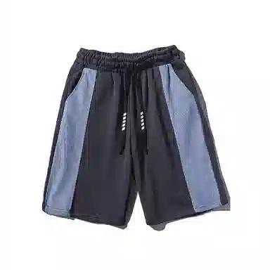 乱步 美式复古高街直筒学生宽松拼接跑步运动休闲短裤 男女同款