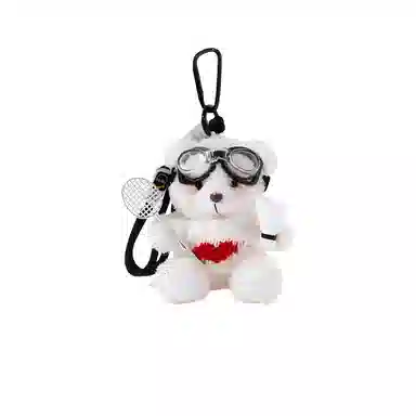 丹琴 打羽毛球害羞小熊 可爱卡通毛衣玩偶书包包背包挂饰公仔车挂钥匙扣 毛绒/合金 挂件 男女同款情侣款